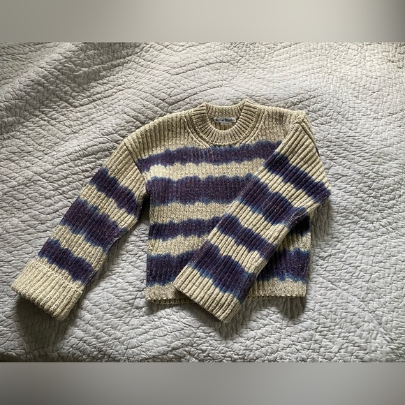 ACNE STUDIOS Kelecta Stripe Wool Blend Sweater In Beige/Blue - Picture 9 of 11